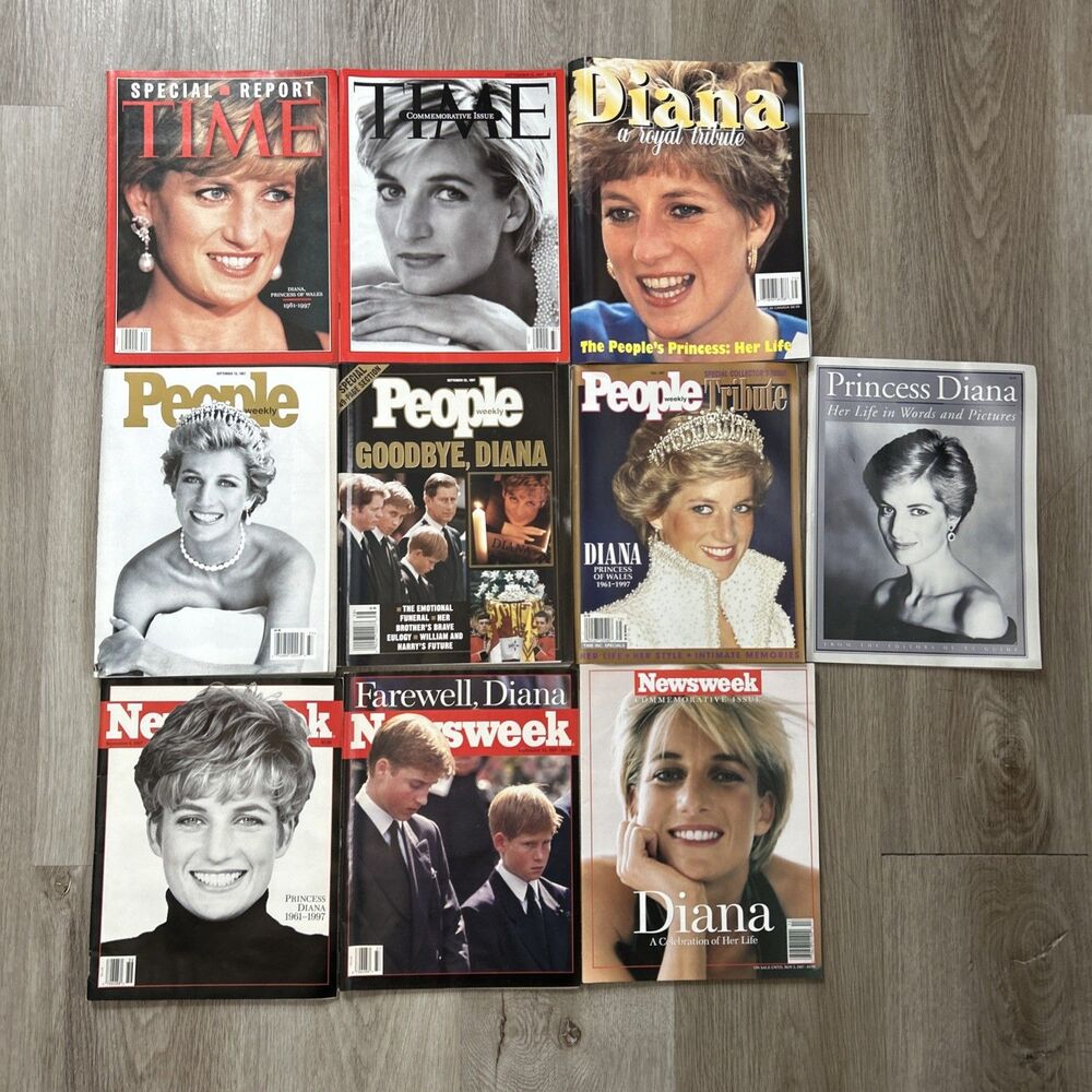 Princess Diana 10 Magazine Lot Life Death Tribute Time People Newsweek TV Guide